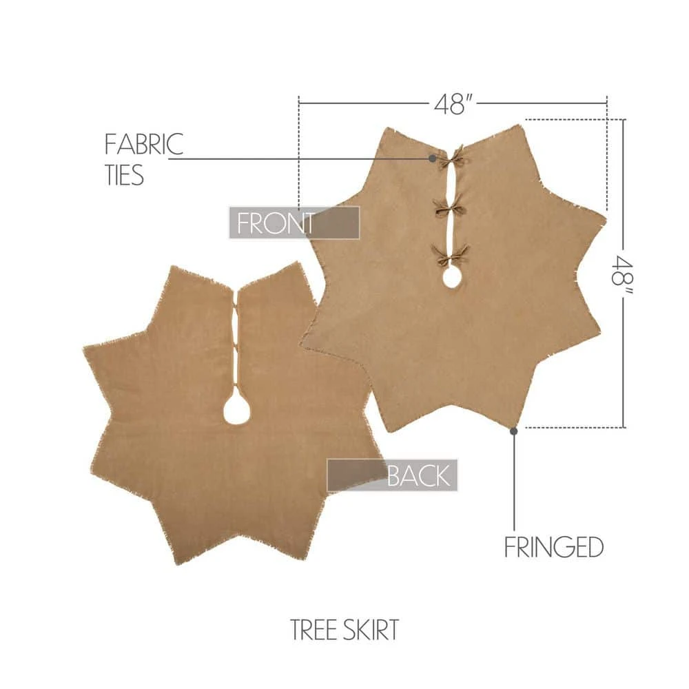 48 In. Burlap Natural Tan Farmhouse Christmas Decor Tree Skirt 5 48 In. Burlap Natural Tan Farmhouse Christmas Decor Tree Skirt - Image 5