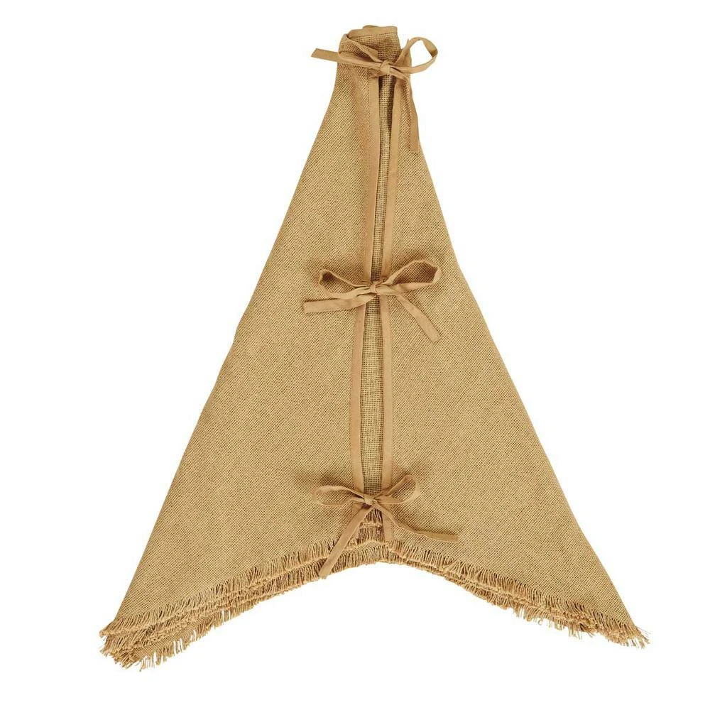 48 In. Burlap Natural Tan Farmhouse Christmas Decor Tree Skirt 3 48 In. Burlap Natural Tan Farmhouse Christmas Decor Tree Skirt - Image 3