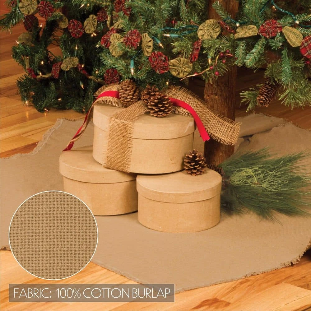 48 In. Burlap Natural Tan Farmhouse Christmas Decor Tree Skirt 7 48 In. Burlap Natural Tan Farmhouse Christmas Decor Tree Skirt - Image 7