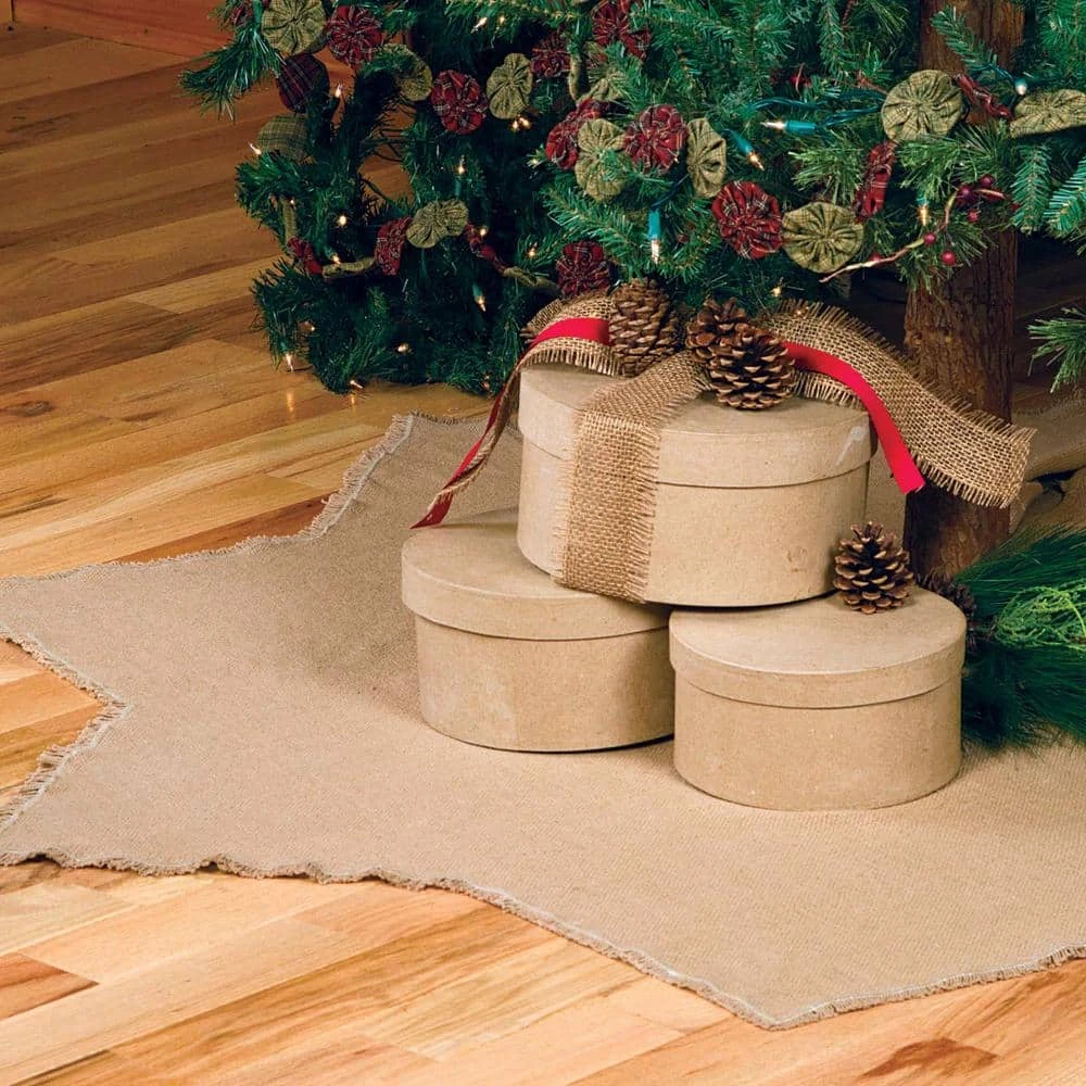 48 In. Burlap Natural Tan Farmhouse Christmas Decor Tree Skirt 6 48 In. Burlap Natural Tan Farmhouse Christmas Decor Tree Skirt - Image 6