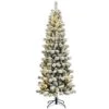 5 Ft. Pre-Lit LED White Snow Flocked Artificial Christmas Tree With 140 LED Lights And Remote Cotrol