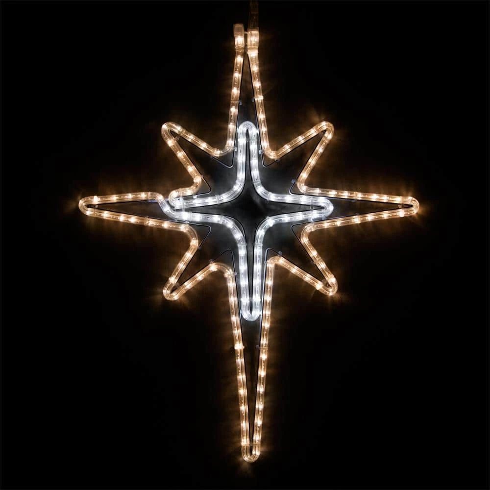 28 In. 149-Light LED Warm And Cool White Hanging Bethlehem Star With Cross Center 1 28 In. 149-Light LED Warm And Cool White Hanging Bethlehem Star With Cross Center