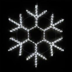 36 In. 218-Light LED Cool White 18 Point Hanging Snowflake Decor