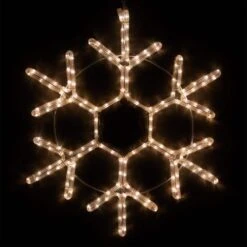12 In. 63-Light LED Warm White 18 Point Hanging Snowflake Decor