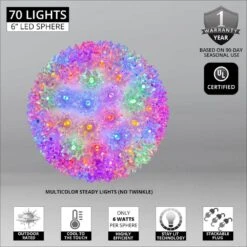 6 In. 70-Light LED Multi-Color Decorative Starlight Sphere 6 6 In. 70-Light LED Multi-Color Decorative Starlight Sphere -Northlight Shop wintergreen lighting christmas novelty lights 76528 4f 1000