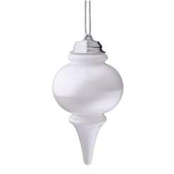 9 In. White LED Outdoor Hanging Finial Ornament